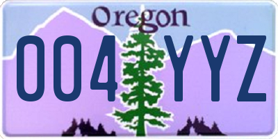 OR license plate 004YYZ