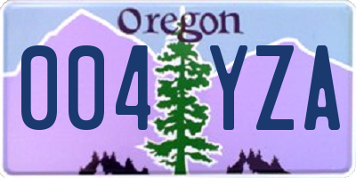 OR license plate 004YZA