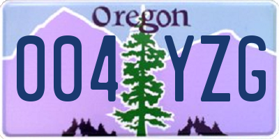 OR license plate 004YZG