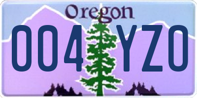 OR license plate 004YZO