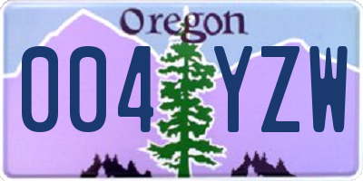 OR license plate 004YZW