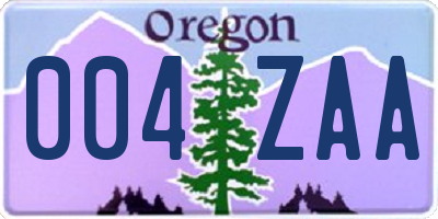 OR license plate 004ZAA