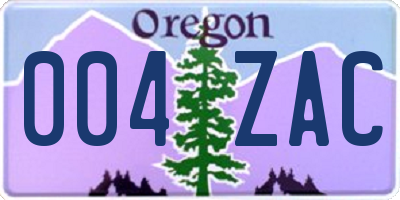 OR license plate 004ZAC