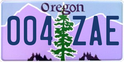 OR license plate 004ZAE