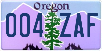 OR license plate 004ZAF