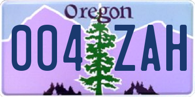 OR license plate 004ZAH