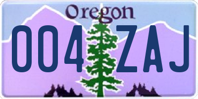 OR license plate 004ZAJ