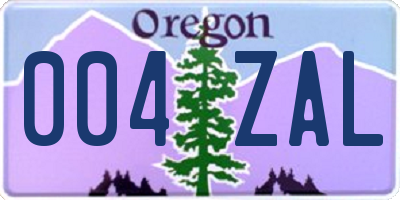 OR license plate 004ZAL