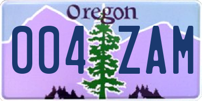 OR license plate 004ZAM