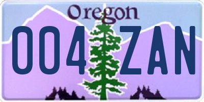 OR license plate 004ZAN