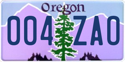 OR license plate 004ZAO