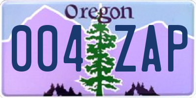 OR license plate 004ZAP