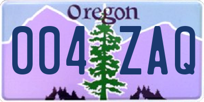 OR license plate 004ZAQ