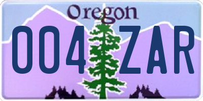 OR license plate 004ZAR