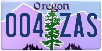 OR license plate 004ZAS
