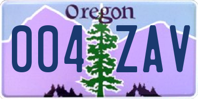 OR license plate 004ZAV