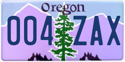 OR license plate 004ZAX