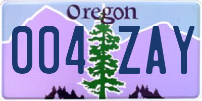 OR license plate 004ZAY