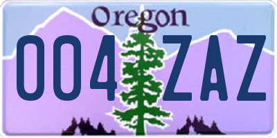 OR license plate 004ZAZ