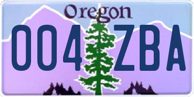 OR license plate 004ZBA