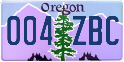 OR license plate 004ZBC