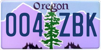 OR license plate 004ZBK
