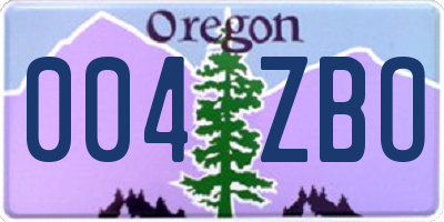 OR license plate 004ZBO