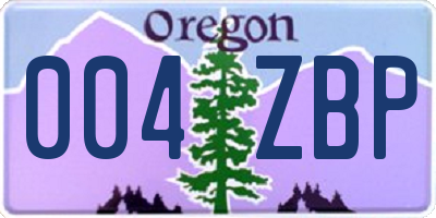 OR license plate 004ZBP