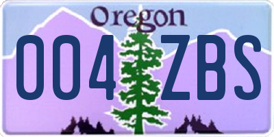 OR license plate 004ZBS
