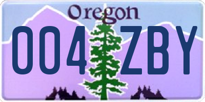OR license plate 004ZBY