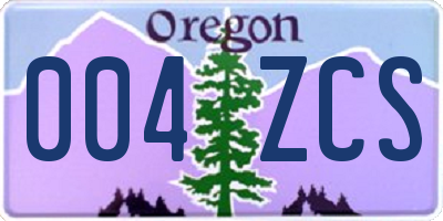 OR license plate 004ZCS