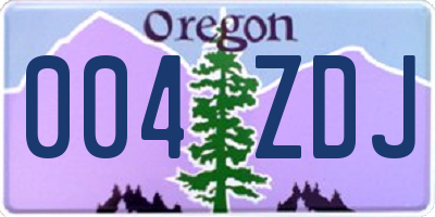 OR license plate 004ZDJ