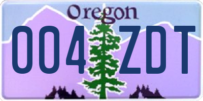 OR license plate 004ZDT