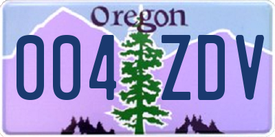 OR license plate 004ZDV
