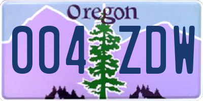 OR license plate 004ZDW