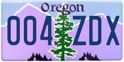 OR license plate 004ZDX