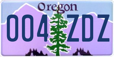 OR license plate 004ZDZ