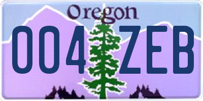 OR license plate 004ZEB