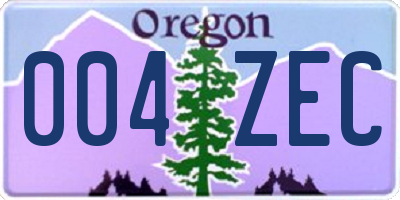 OR license plate 004ZEC