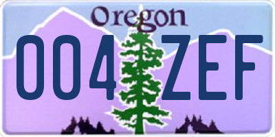 OR license plate 004ZEF