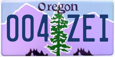 OR license plate 004ZEI