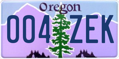 OR license plate 004ZEK