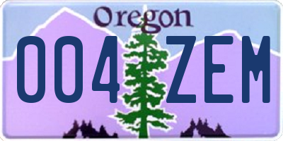 OR license plate 004ZEM