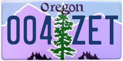 OR license plate 004ZET
