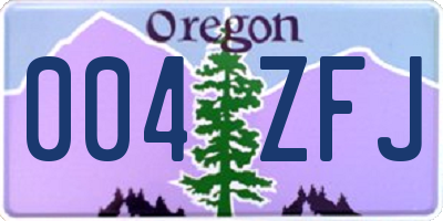 OR license plate 004ZFJ