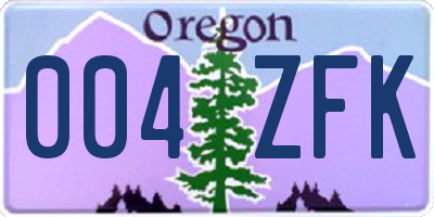 OR license plate 004ZFK