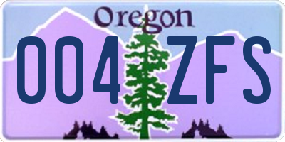 OR license plate 004ZFS