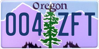 OR license plate 004ZFT