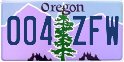 OR license plate 004ZFW