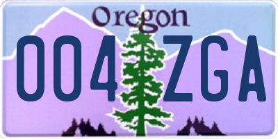 OR license plate 004ZGA